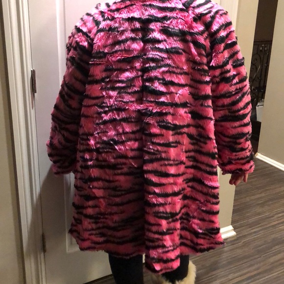 Pink Zebra Faux Fur Coat 